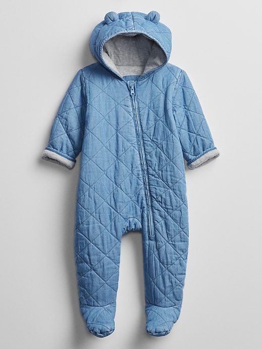 View large product image 1 of 2. Baby Denim Bear One-Piece