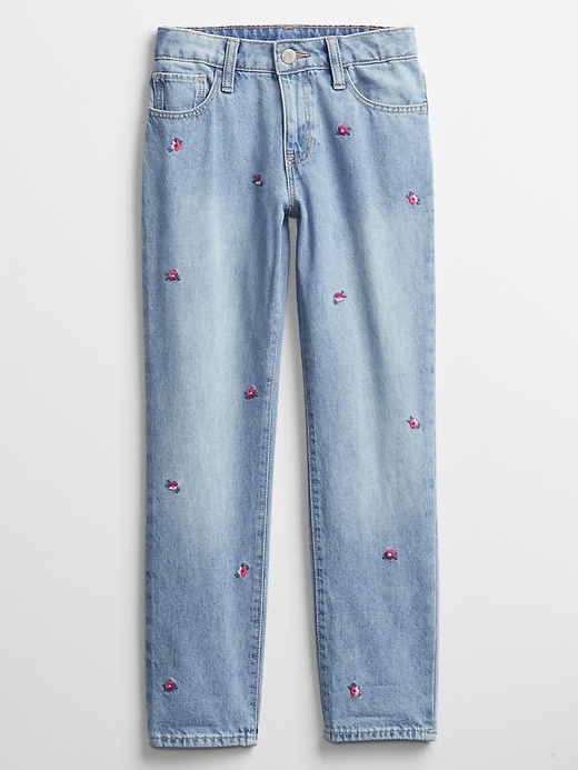 Image number 1 showing, Kids Embroidered Girlfriend Jeans