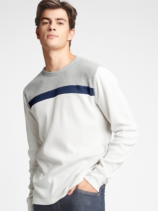 View large product image 1 of 1. Waffle-Knit Colorblock Crew