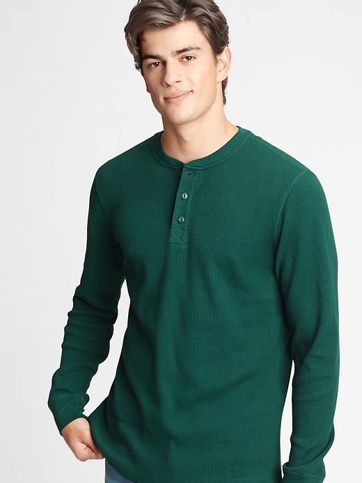 View large product image 1 of 1. Waffle-Knit Henley