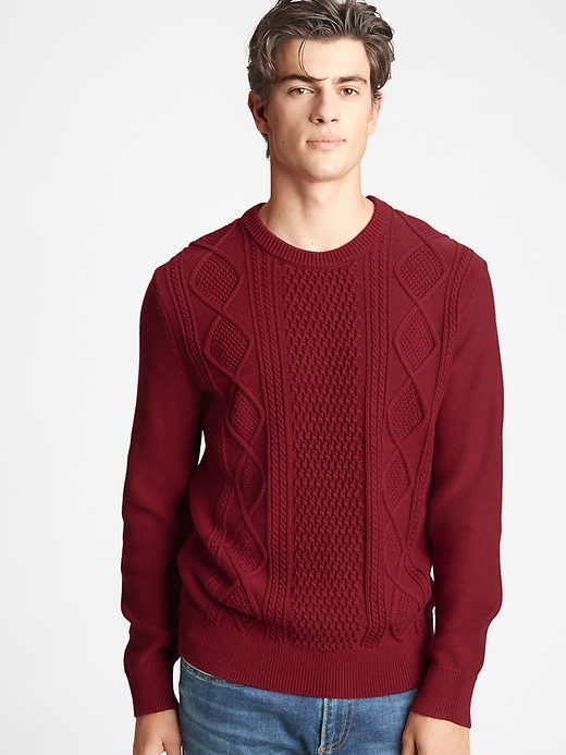 View large product image 1 of 3. Cable-Knit Crewneck Sweater