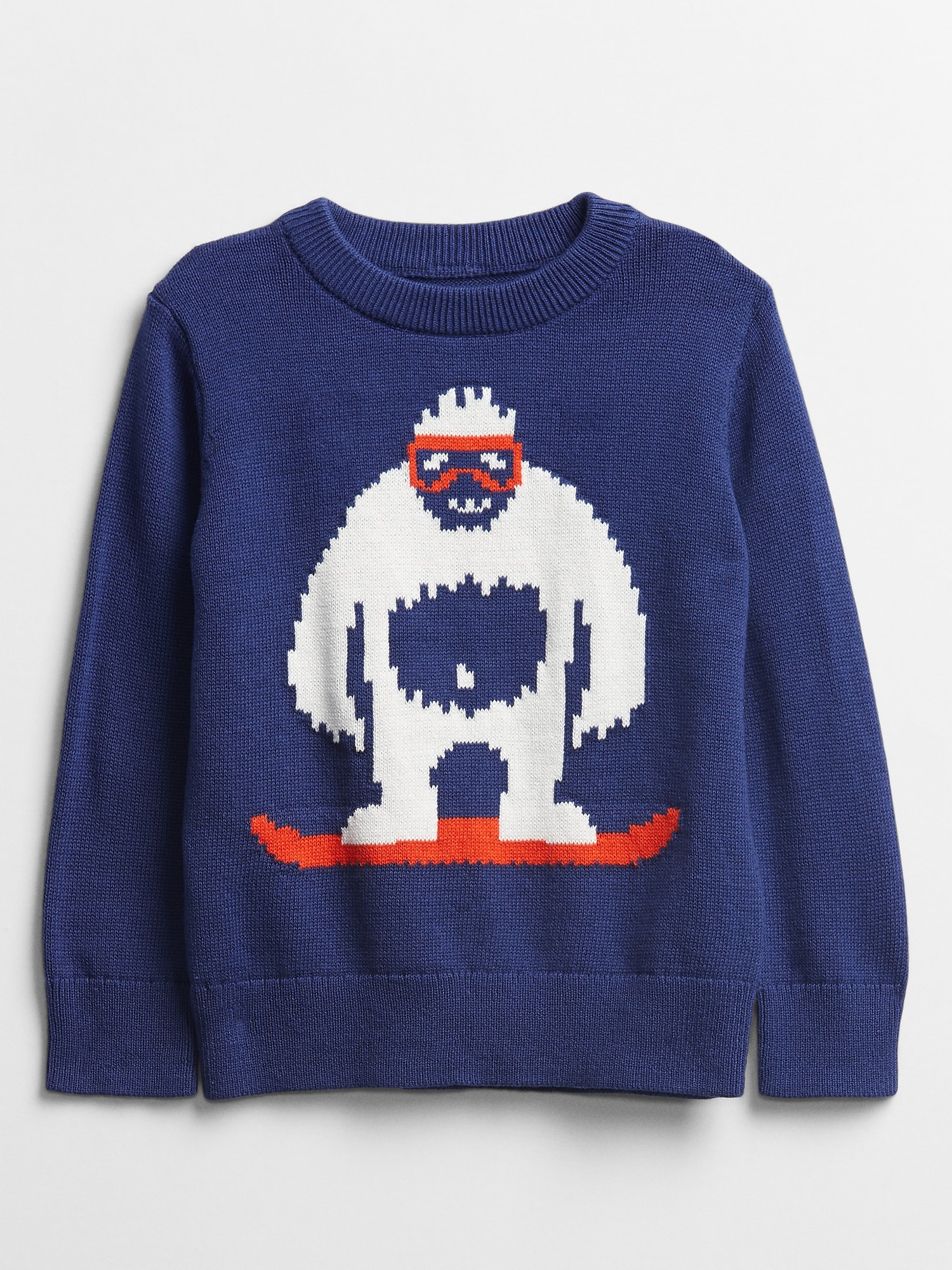 blue graphic sweater