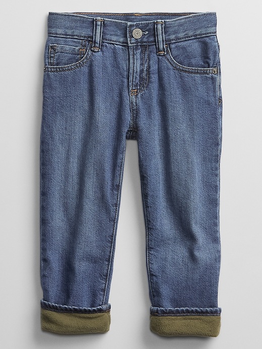 View large product image 1 of 3. Toddler Lined Straight Jeans