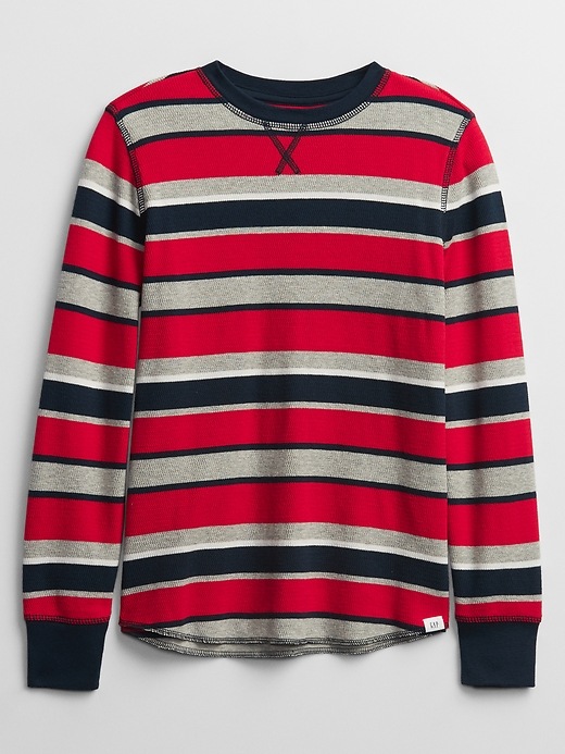 View large product image 1 of 1. Kids Long Sleeve Stripe Thermal T-Shirt