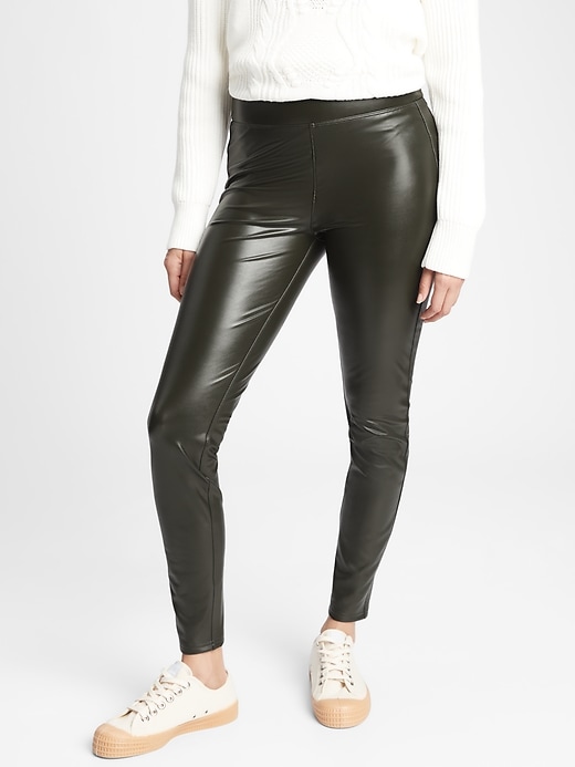 View large product image 1 of 1. High Rise Vegan-Leather Leggings