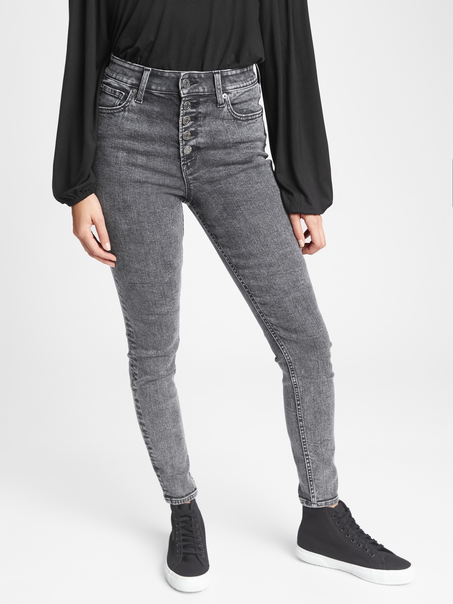 High Rise Universal Legging Jeans with Button Fly