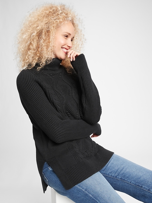 View large product image 1 of 1. Cable-Knit Turtleneck Sweater