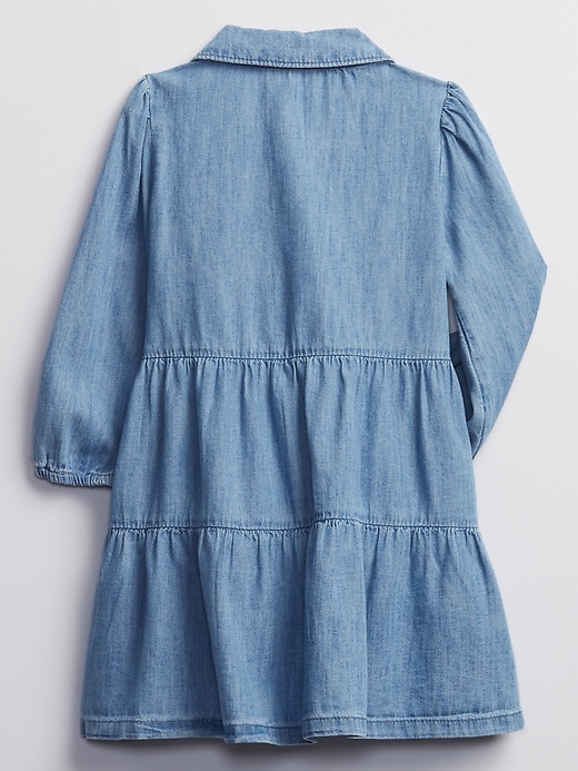 Image number 2 showing, Toddler Denim Tiered Shirt Dress