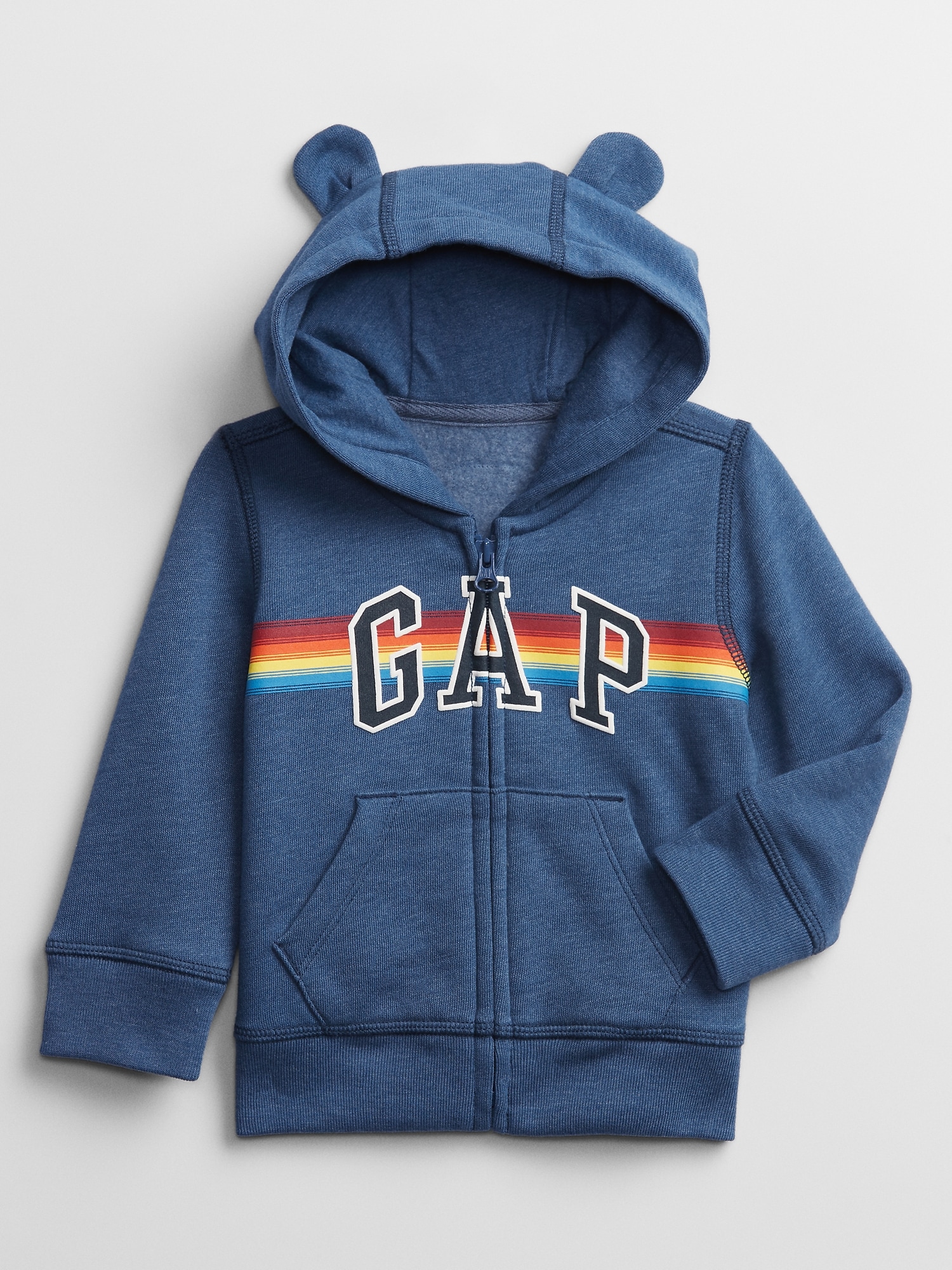 New BABY GAP BOYS ZIP HOODIE GRAY SWEATSHIRT JACKET LOGO In Navy 12-18 ...