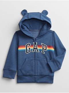 GAP Baby Boys Size 0-3 Months NWT Red Arch Logo Fleece Hoodie One-Piece Bunting