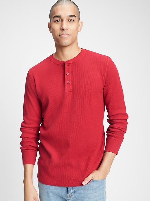 View large product image 1 of 1. Waffle-Knit Henley