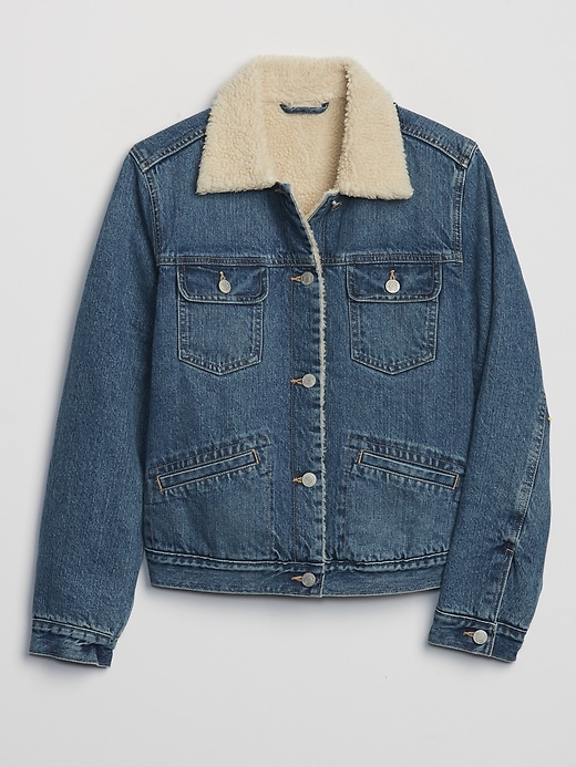 Image number 3 showing, Sherpa-Lined Medium Denim Jacket