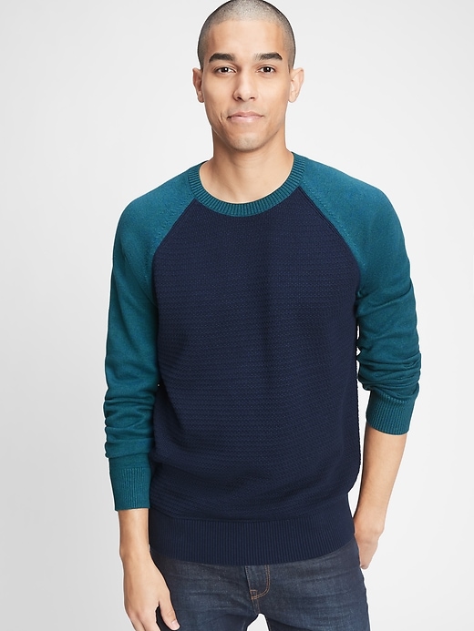 View large product image 1 of 1. Colorblock Crewneck Sweater