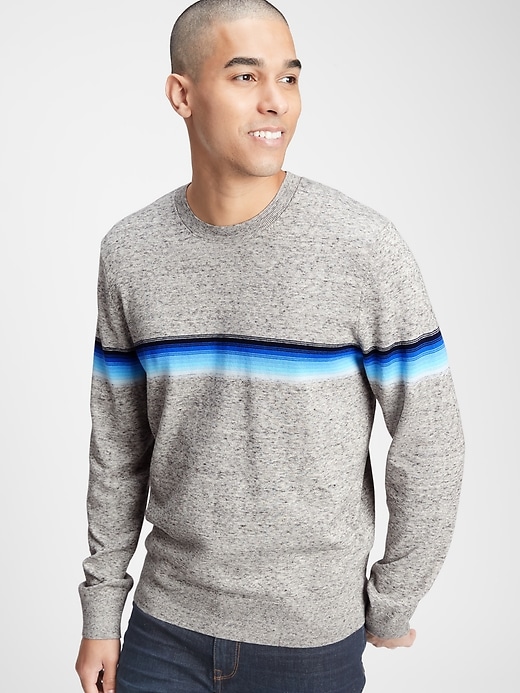 View large product image 1 of 3. Happy Stripe Crewneck Sweater