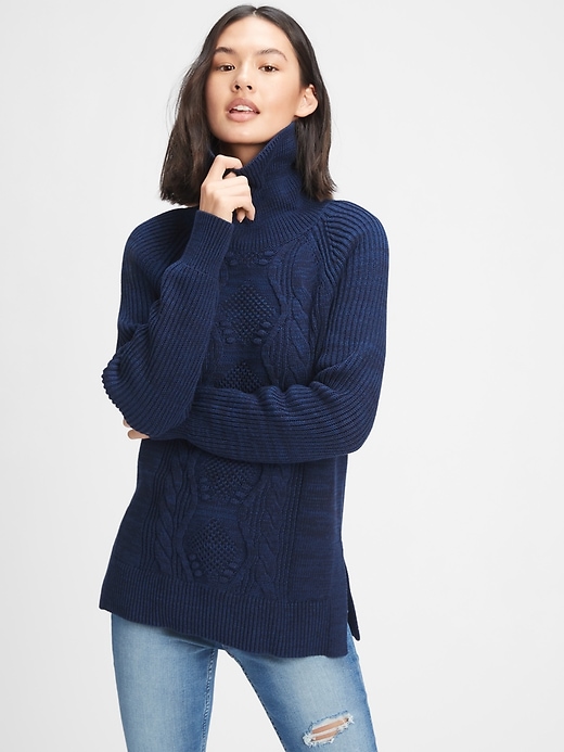 View large product image 1 of 1. Cable-Knit Turtleneck Sweater