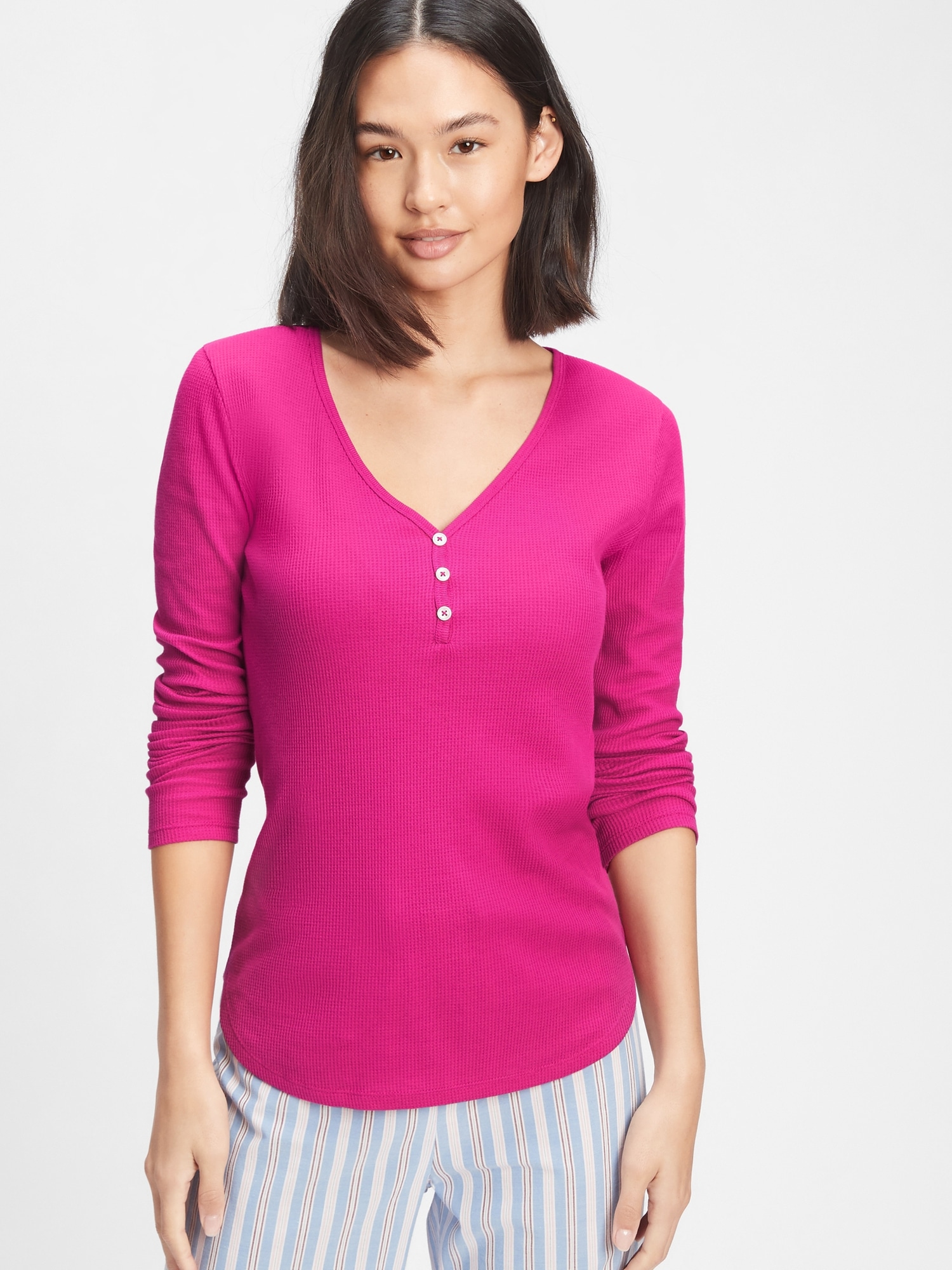 WaffleKnit Henley TShirt Gap Factory