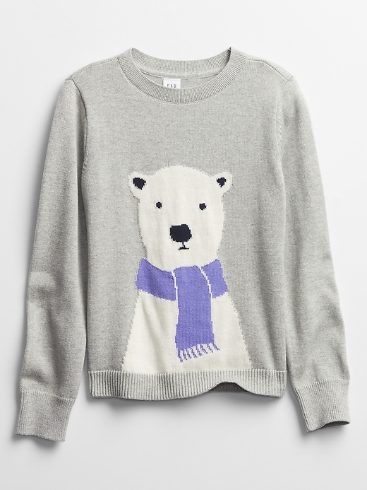 View large product image 1 of 1. Kids Polar Bear Graphic Crewneck Sweater
