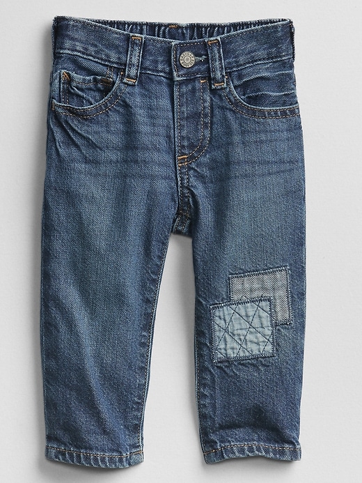 Image number 1 showing, Baby Patchwork Straight Jeans