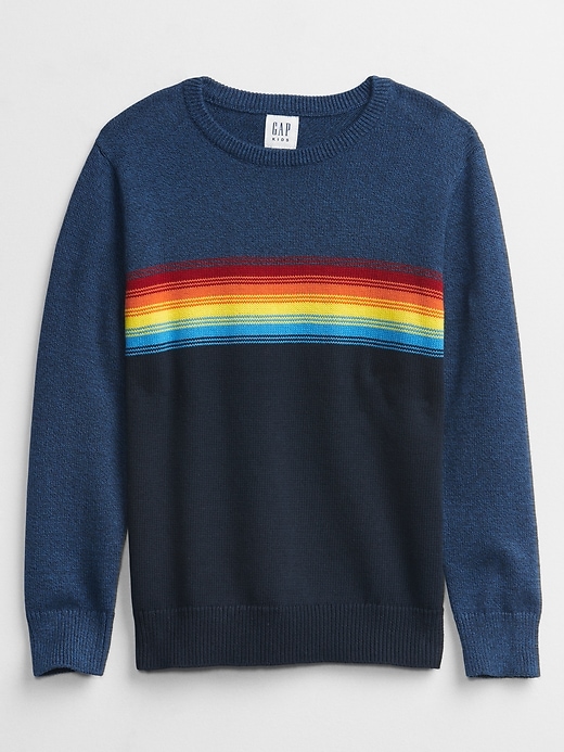 View large product image 1 of 1. Kids Happy Stripe Crewneck Sweater