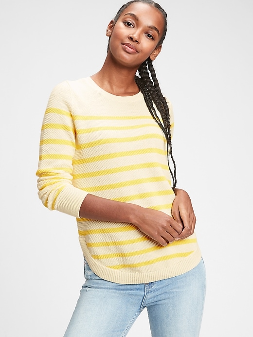 Image number 1 showing, Curved Hem Crewneck Sweater