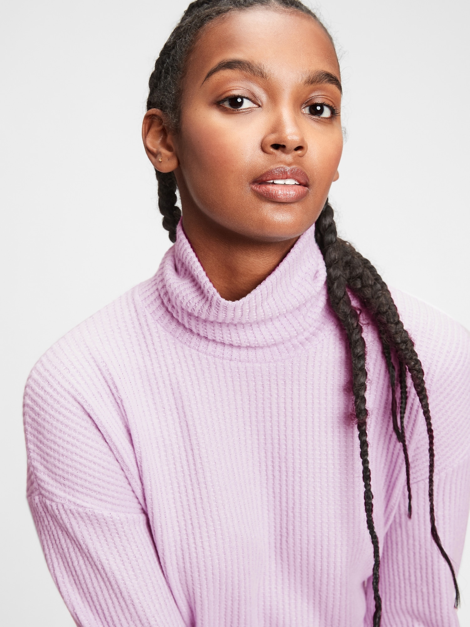 Brushed Waffle-Knit Turtleneck T-Shirt | Gap Factory