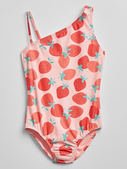 View large product image 1 of 1. Kids Strawberry Print Swim One-Piece