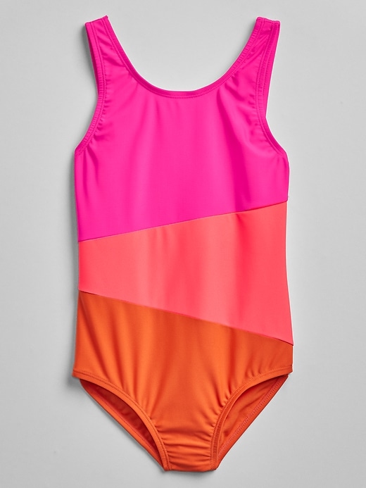 View large product image 1 of 1. Kids Color Block Swim One-Piece