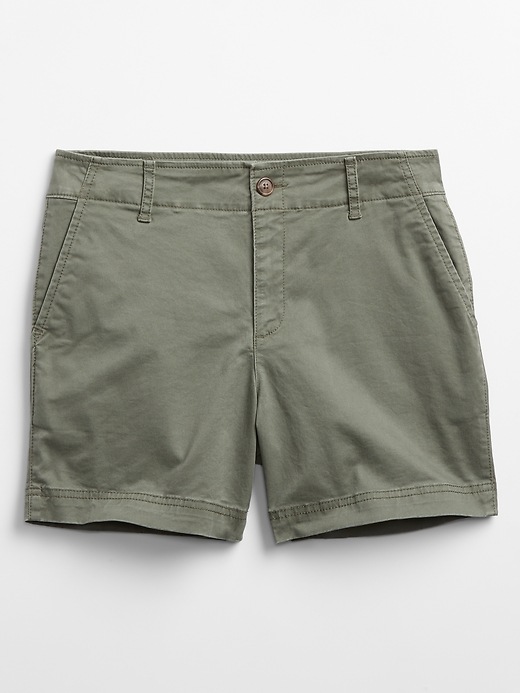 Image number 3 showing, 5'' High Rise Khaki Shorts with Washwell