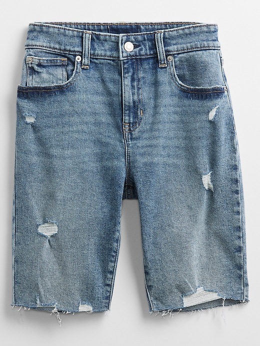 Image number 3 showing, 9" Mid Rise Denim Distressed Bermuda Shorts With Washwell&#153