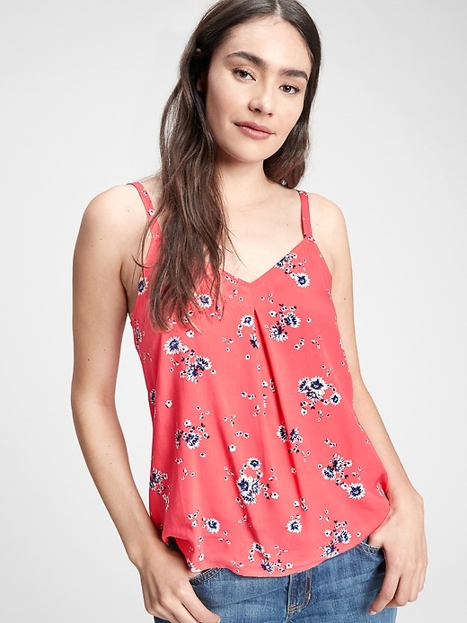 View large product image 1 of 1. Pleated Print Tank Top