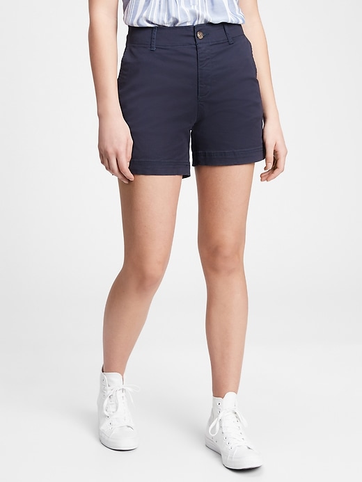View large product image 1 of 1. 5'' High Rise Khaki Shorts