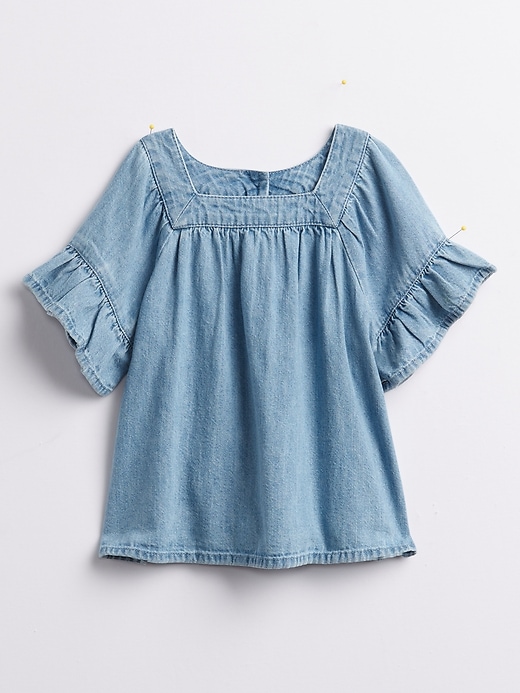 Image number 1 showing, Toddler Denim Ruffle Shirt
