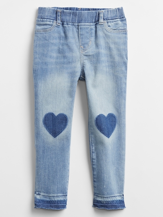 Image number 1 showing, Toddler Heart Patch Pull-On Leggings Jeans with Stretch