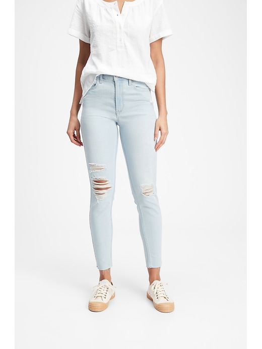 Gap Factory Women's High Rise Distressed Legging Jeans with Washwell (Light Ava)