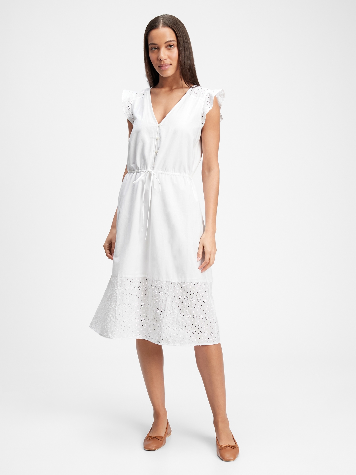 gap flutter sleeve midi dress