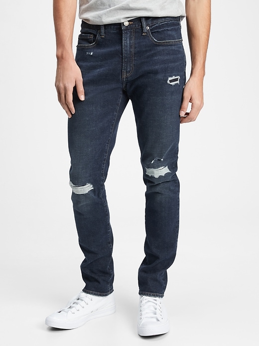 Image number 1 showing, Mid Rise Distressed Skinny Jeans with GapFlex