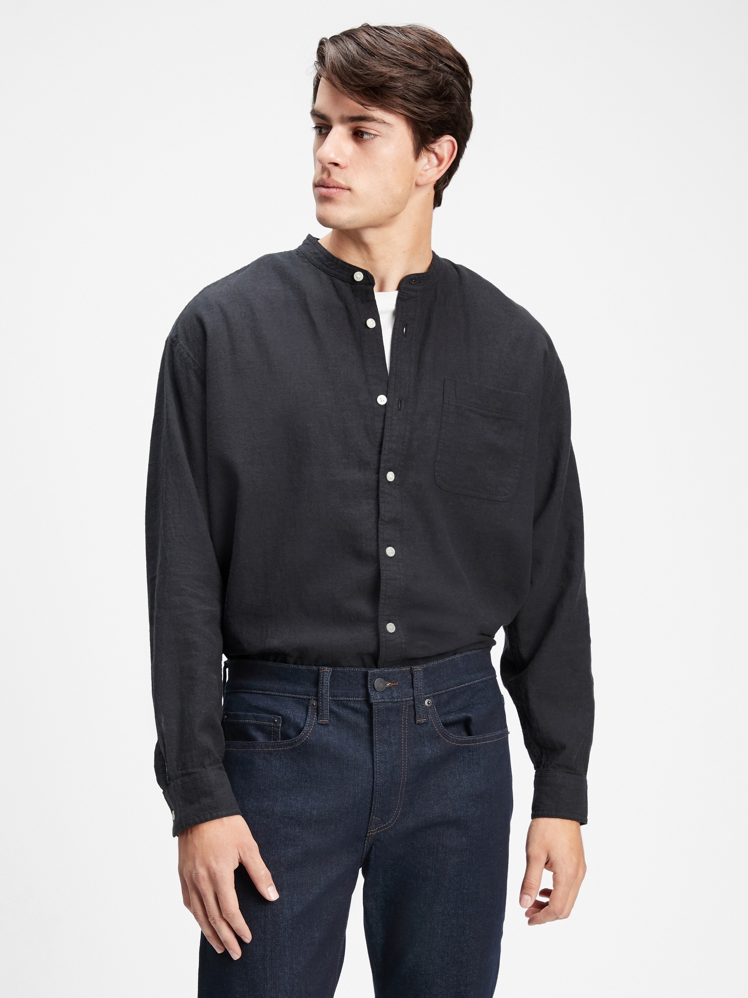 Band Collar Shirt in Relaxed Fit | Gap Factory