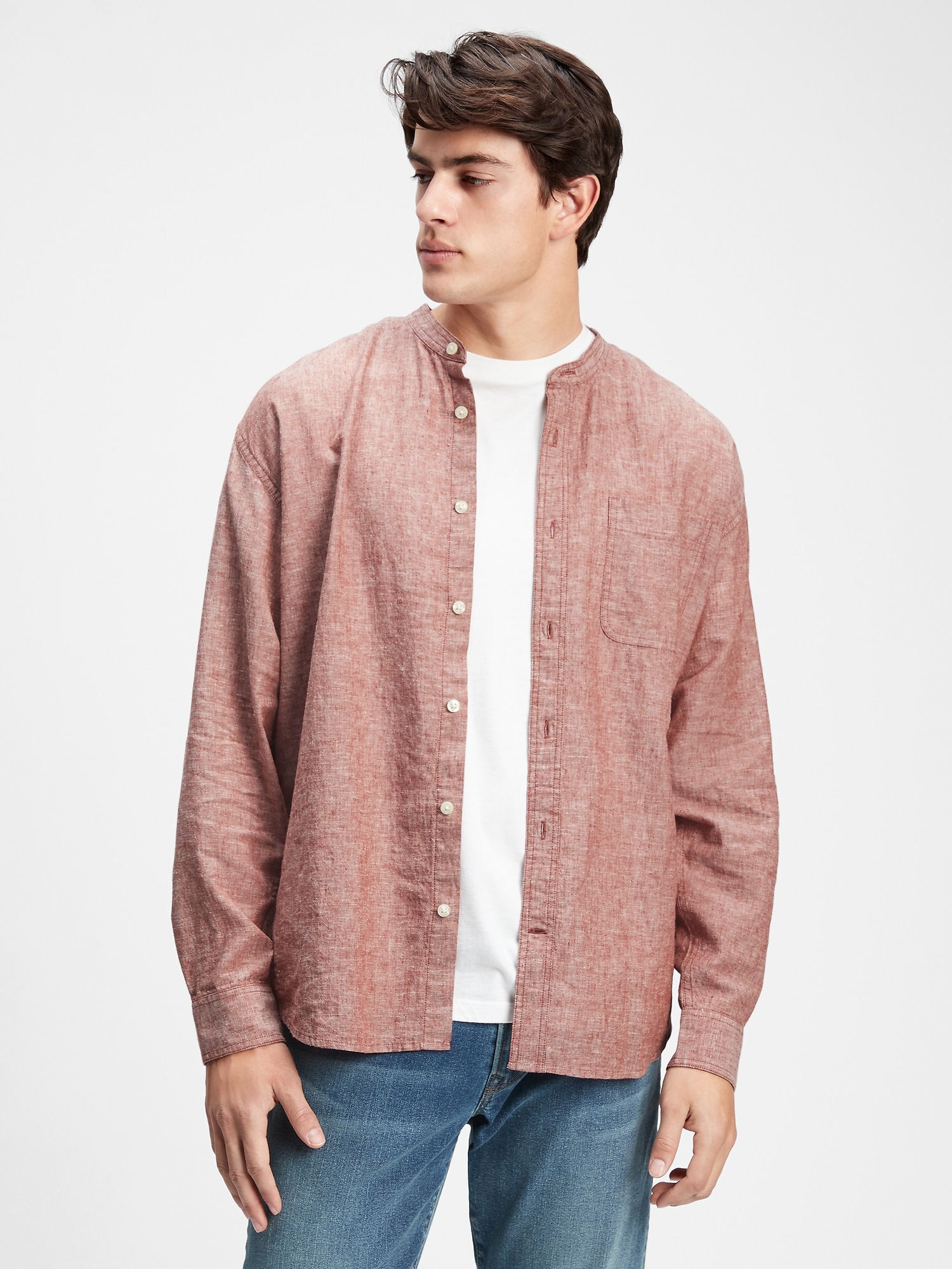 Band Collar Shirt in Relaxed Fit | Gap Factory