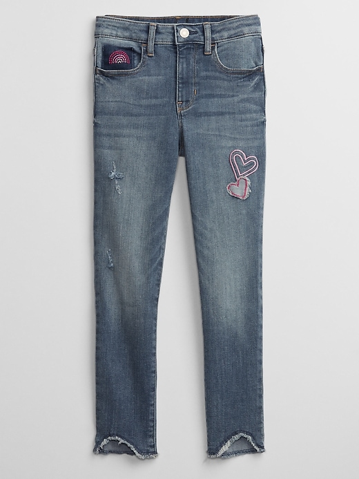 Image number 1 showing, Kids Embroidered Heart Legging Jeans with Stretch