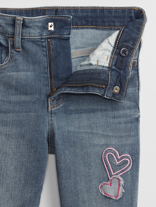 Image number 3 showing, Kids Embroidered Heart Legging Jeans with Stretch