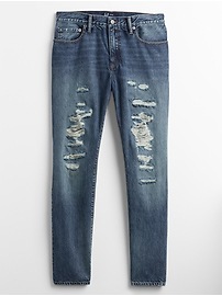 View large product image 3 of 3. Mid Rise Distressed Slim Jeans