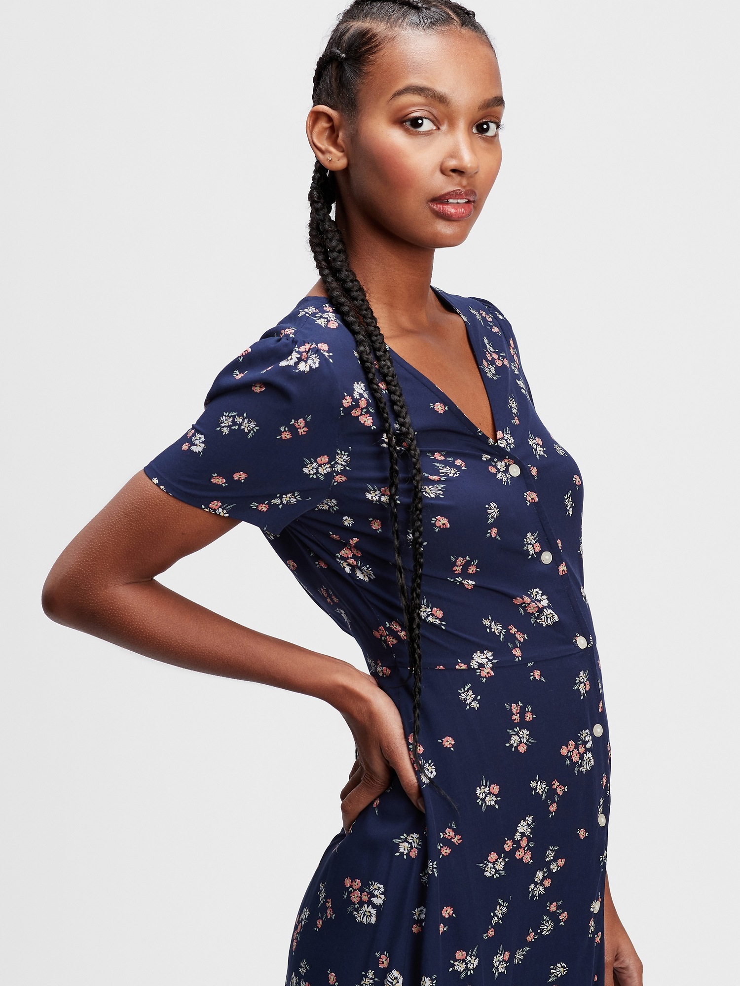 gap side button wrap dress