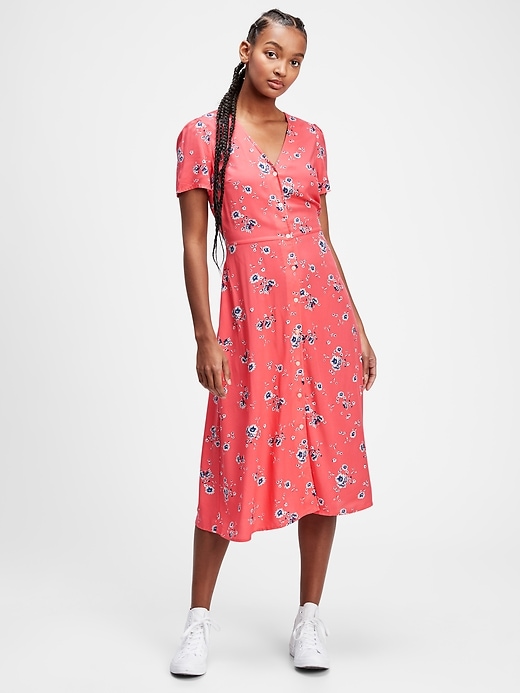View large product image 1 of 1. Button-Front Midi Dress