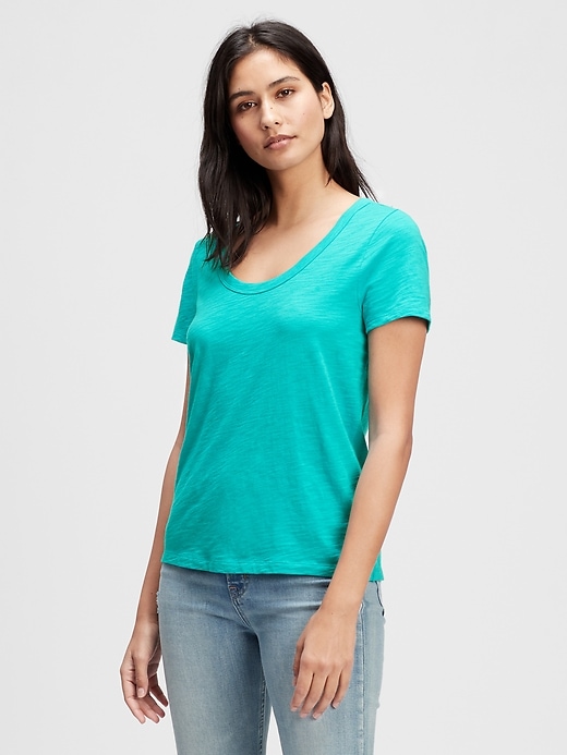 Gap Factory Women's ForeverSoft Scoopneck T-Shirt (Blue Bird)