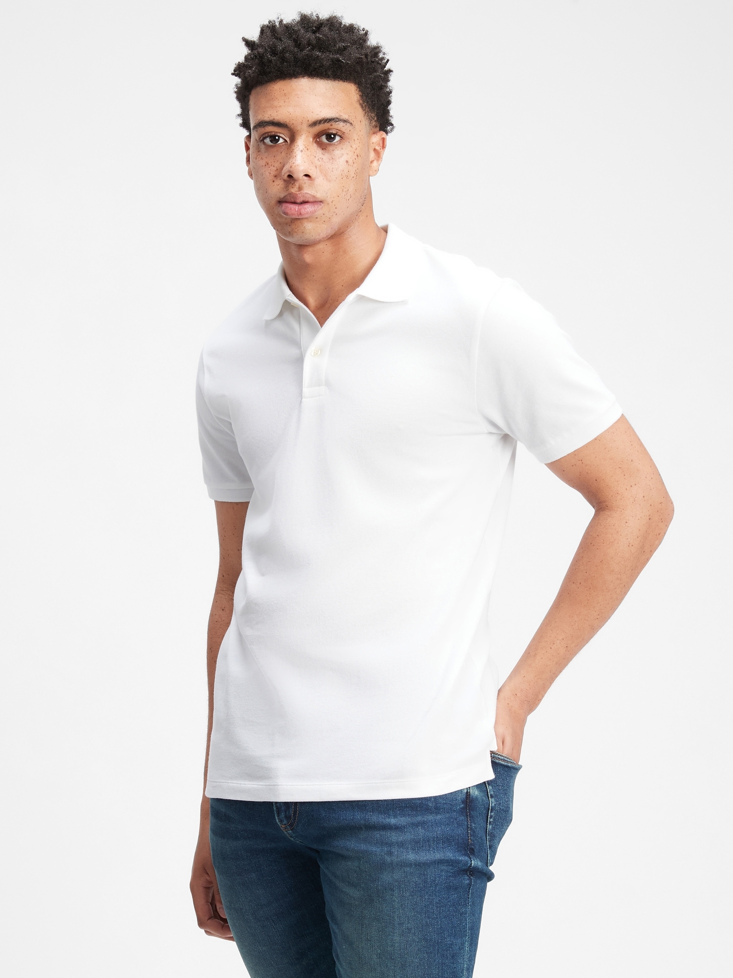 Gap Factory Stretch Pique Polo Shirt Shirt In White