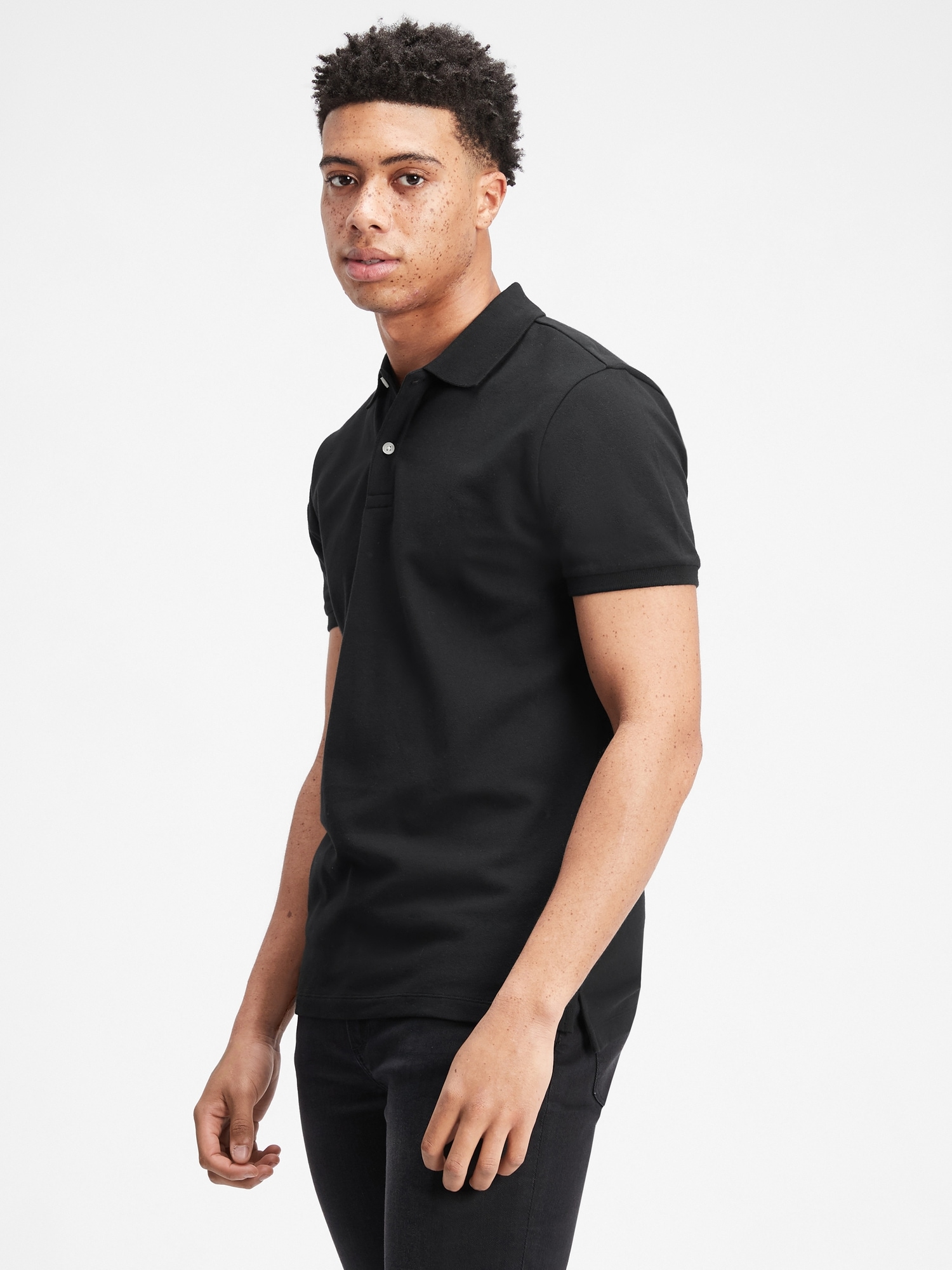 Gap Factory Stretch Pique Polo Shirt Shirt In Black