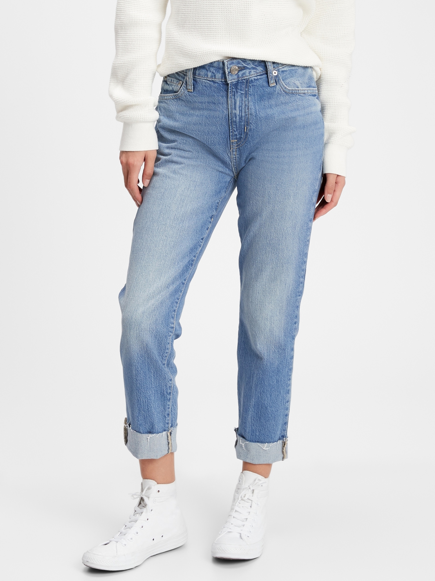 Mid Rise Slim Boyfriend Jeans With Washwell™ Gap Factory
