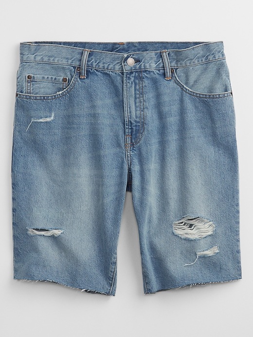 Image number 3 showing, 9" Mid Rise Distressed Denim Shorts