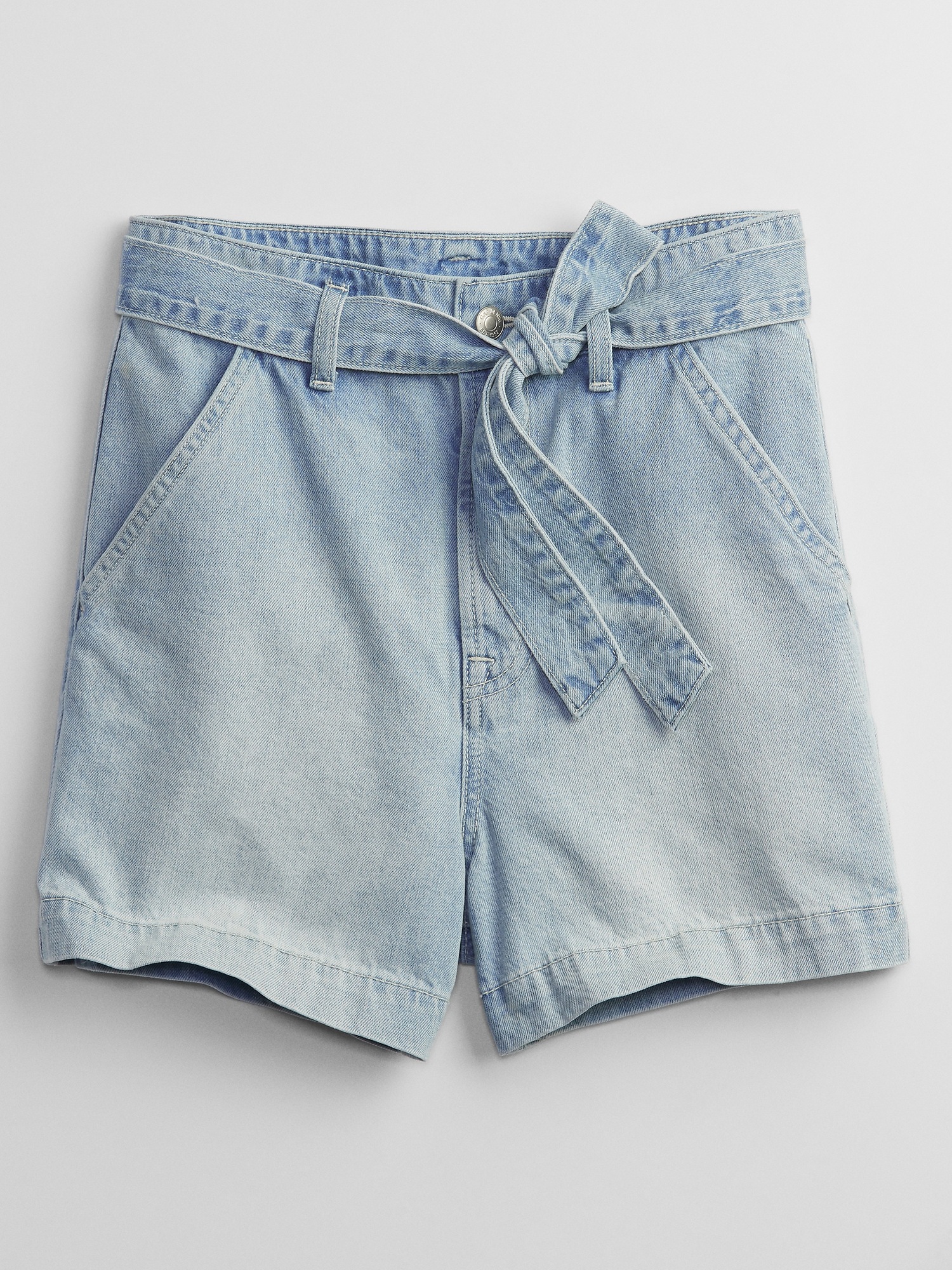 YUTHENTIC ♥ Belt loop point slim bermuda pants 3'' High Rise Tie-Belt Denim Shorts | Gap Factory
