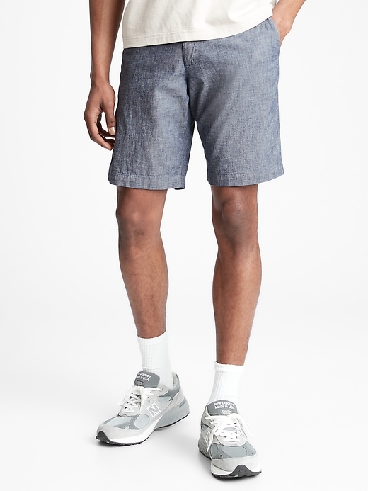 View large product image 1 of 1. 10" Chambray Shorts